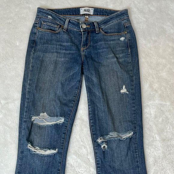 Paige Skinny Verdugo Ankle Jeans Size 25 Brady Destructed Medium Wash - Picture 4 of 8